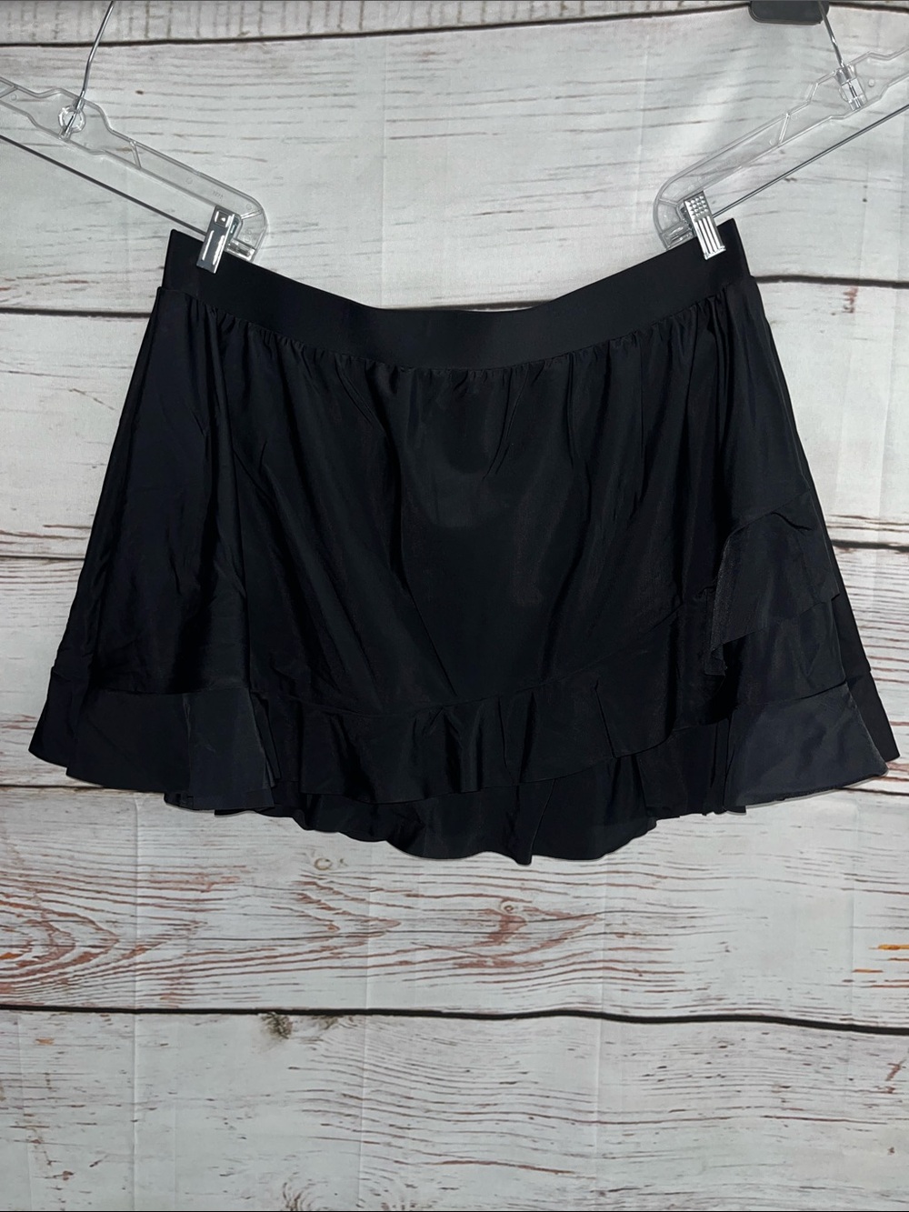 Bloomchic NWT Size 26 Black Ruffle Hem Bathing Suit Swim Skirt w/ Inner Panty - Picture 1 of 3
